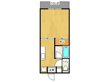 カルートン博多(1K/2階)の間取り写真