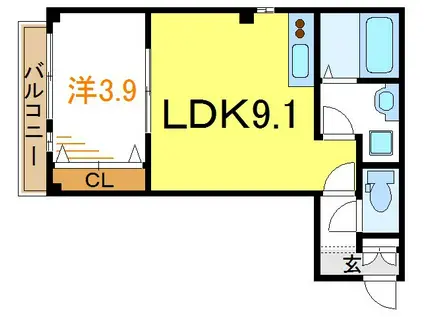 シルフィード(1LDK/2階)の間取り写真