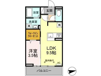MスカイVI(1LDK/2階)の間取り写真
