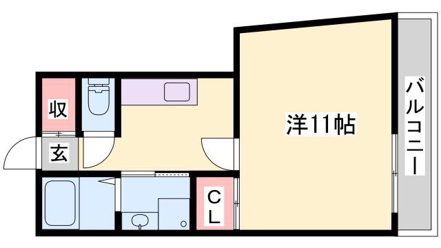 メゾンハピネス(1K/2階)の間取り写真