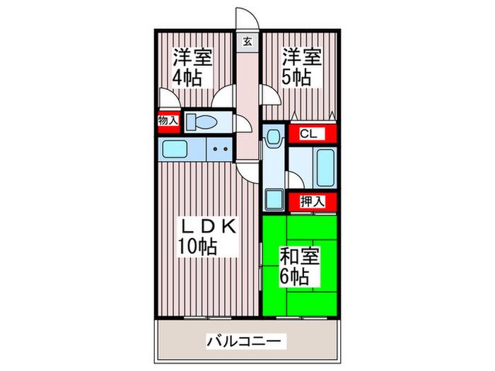 グリーンシティー五番館(3LDK/6階)の間取り写真