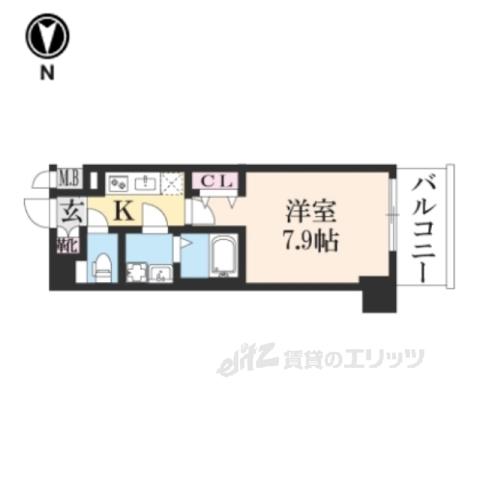 プレサンス京都北野白梅町(1K/3階)の間取り写真