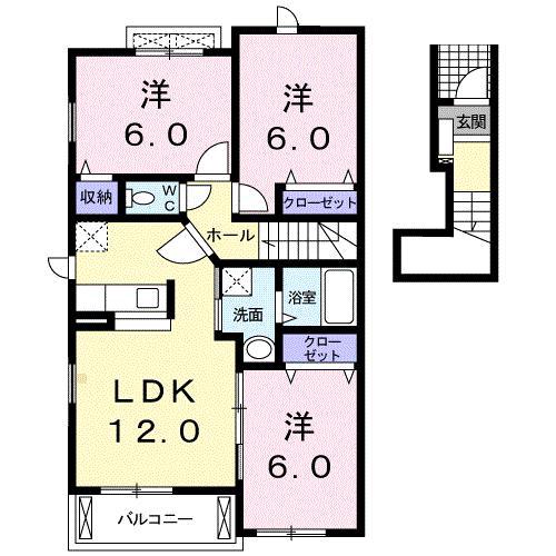 クレストガーデンI(3LDK/2階)の間取り写真