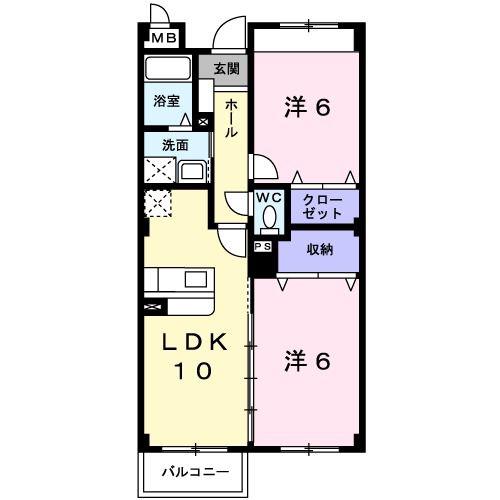 トゥール・シャルマン(2LDK/1階)の間取り写真