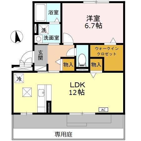 ホープM I・II(1LDK/1階)の間取り写真