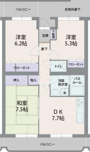 シレンシオパティオ(3DK/3階)の間取り写真