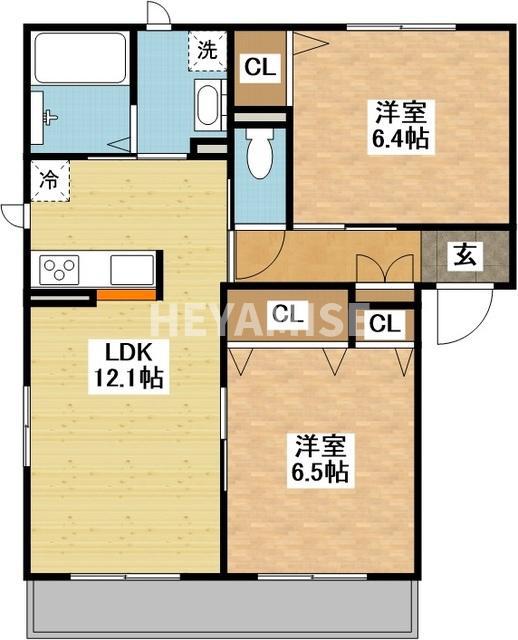 シャーメゾンさくら野(2LDK/3階)の間取り写真