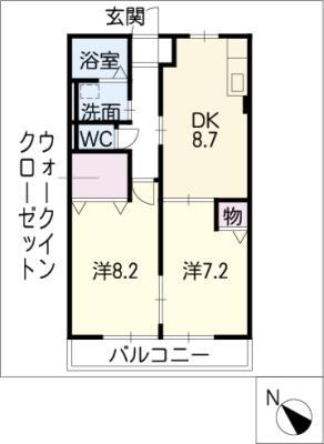 ティ・フォレスト(2DK/1階)の間取り写真