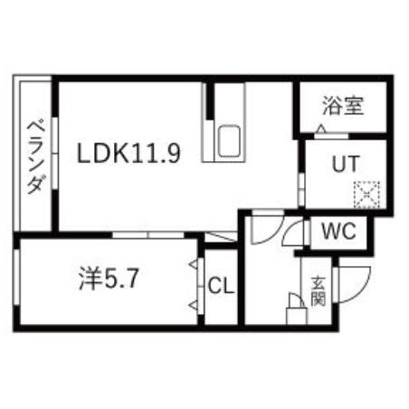 インフィニティ松陰(1LDK/1階)の間取り写真