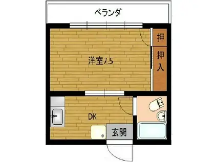 第2アリストマンション(1DK/4階)の間取り写真
