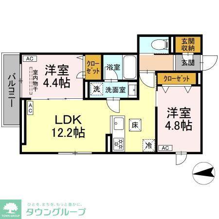 セレスティア六町IV(2LDK/1階)の間取り写真