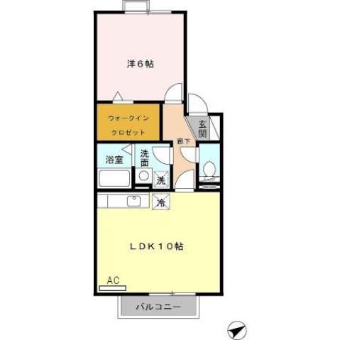 セルフィーユ(1LDK/2階)の間取り写真