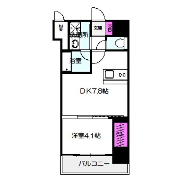ヴィーナス今里(1DK/9階)の間取り写真