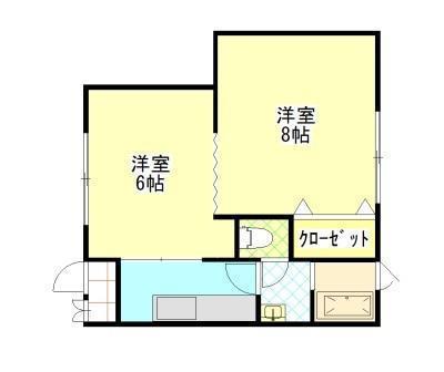 グリーンハイツ天王B(2K/2階)の間取り写真