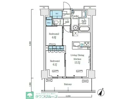 ロイヤルパークス赤羽ノース(2LDK/1階)の間取り写真
