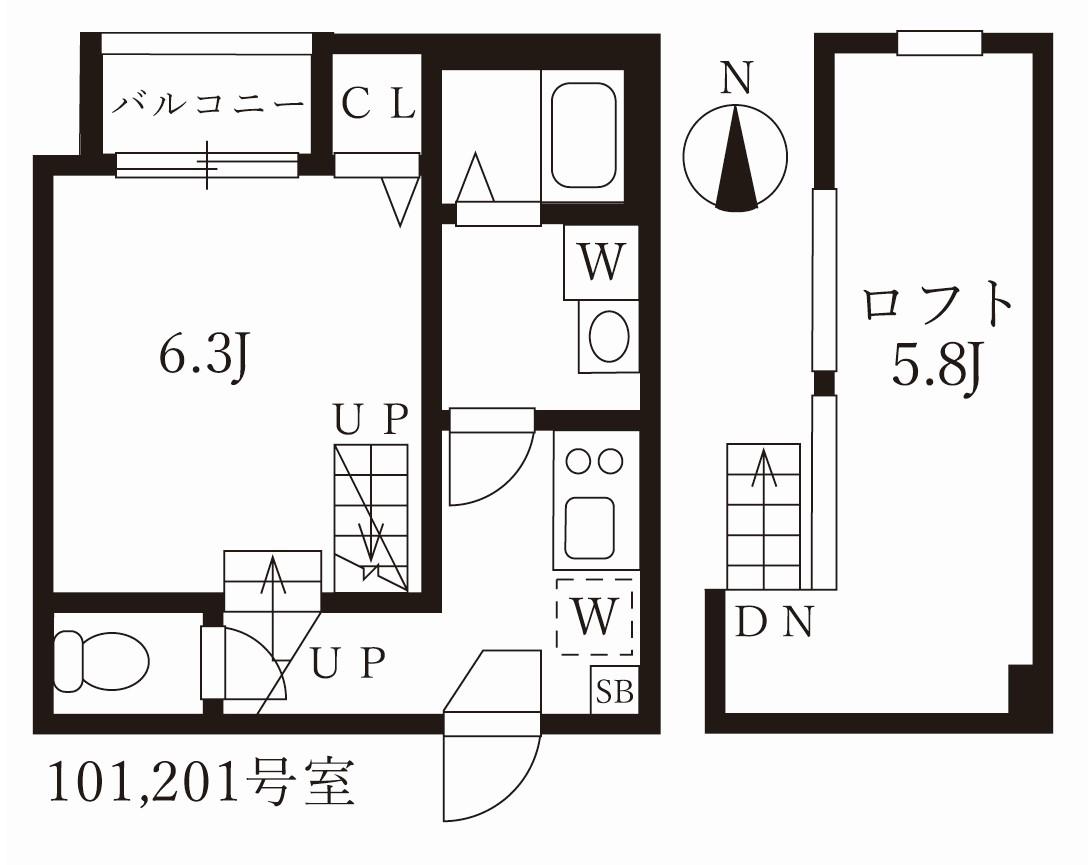 ハーモニーテラス愛知町III(1K/2階)の間取り写真
