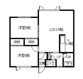 ウインザーハウスA(2LDK/2階)の間取り写真
