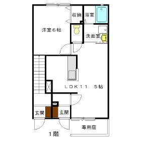 フォレットフォンティーヌ(1LDK/1階)の間取り写真