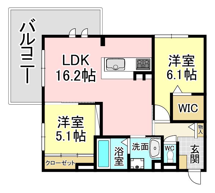デネブ学研台(2LDK/3階)の間取り写真