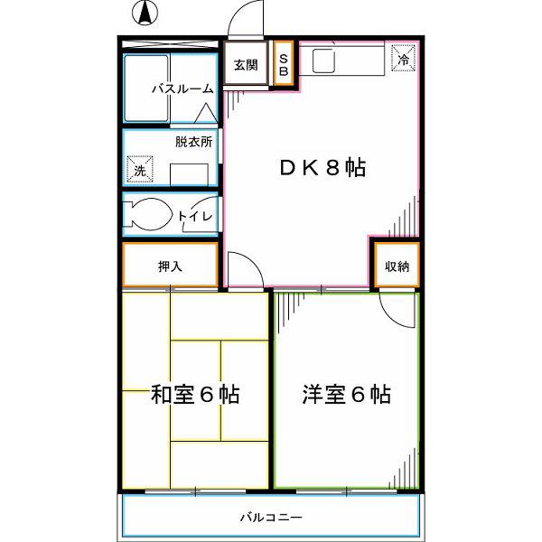 アイリスコート(2DK/3階)の間取り写真