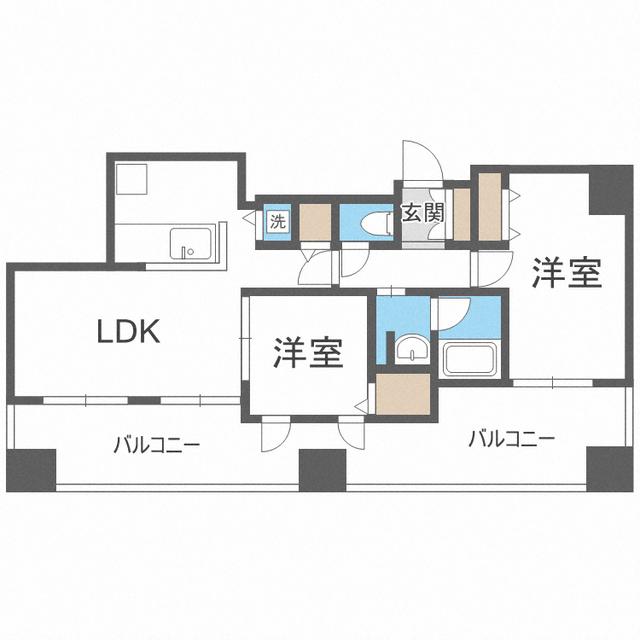 KDXレジデンス大濠ハーバービュータワー(2LDK/11階)の間取り写真
