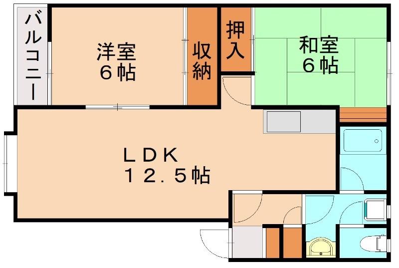 メモリー吉浦(2LDK/1階)の間取り写真
