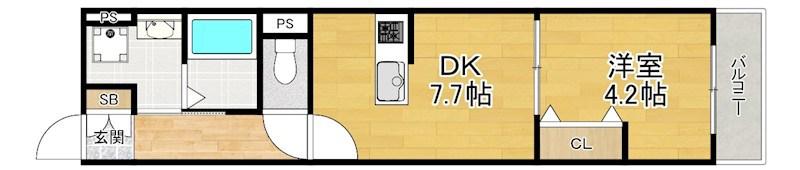 EIJU牧野駅前A(1LDK/1階)の間取り写真