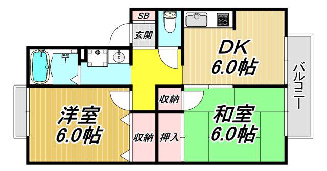 MAISON BERGE(2DK/2階)の間取り写真