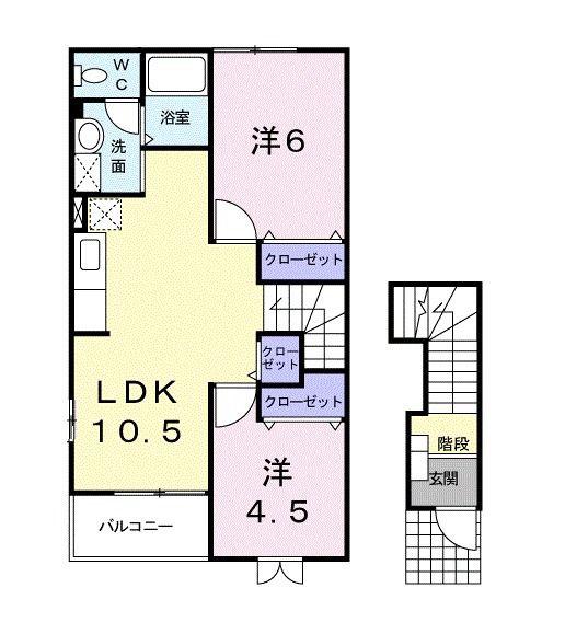 サニーフォレストII(2LDK/2階)の間取り写真