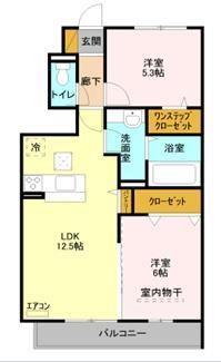 LOBELLIA TORO II(2LDK/1階)の間取り写真
