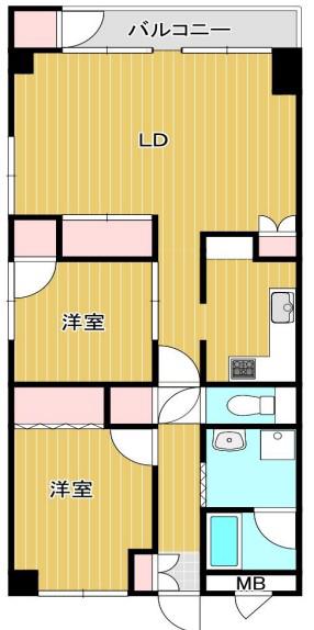 鶴瀬西口サンライトマンション(2LDK/7階)の間取り写真