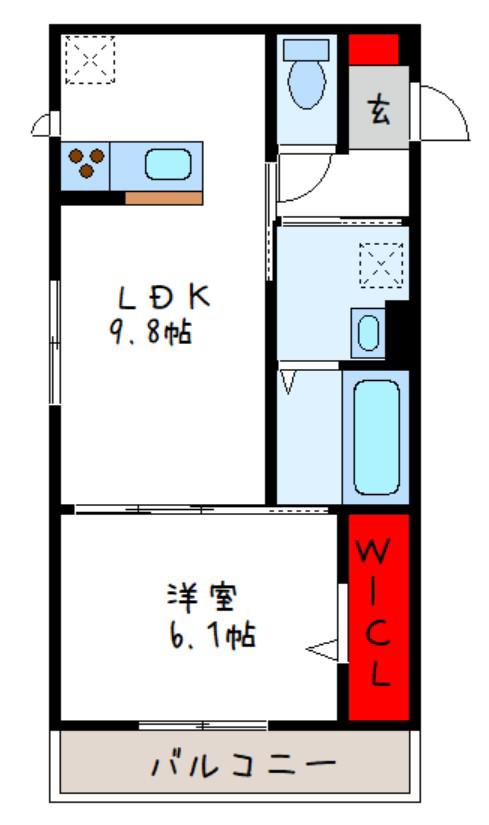 セジュール山本南(1LDK/2階)の間取り写真