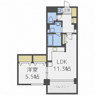 札幌まち家勇崎(1LDK/3階)の間取り写真
