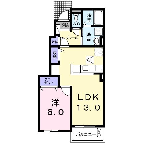 グリーンビレッジ(1LDK/1階)の間取り写真