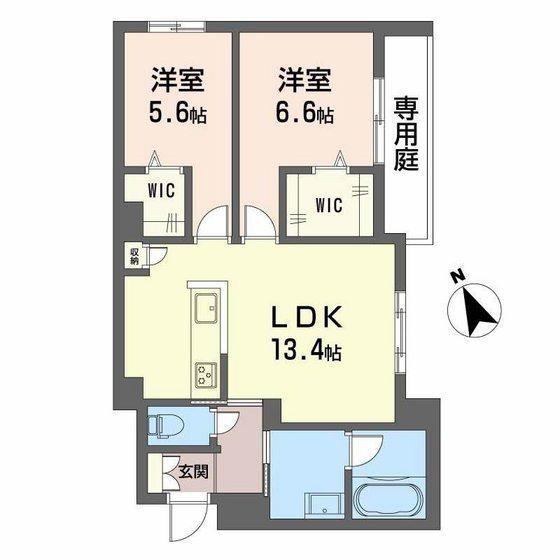 LA MAISON CALME(2LDK/1階)の間取り写真