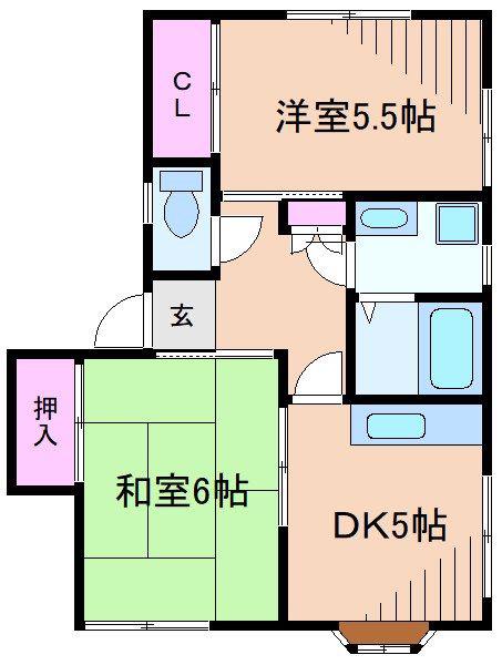 コトブキハイツ(2DK/2階)の間取り写真