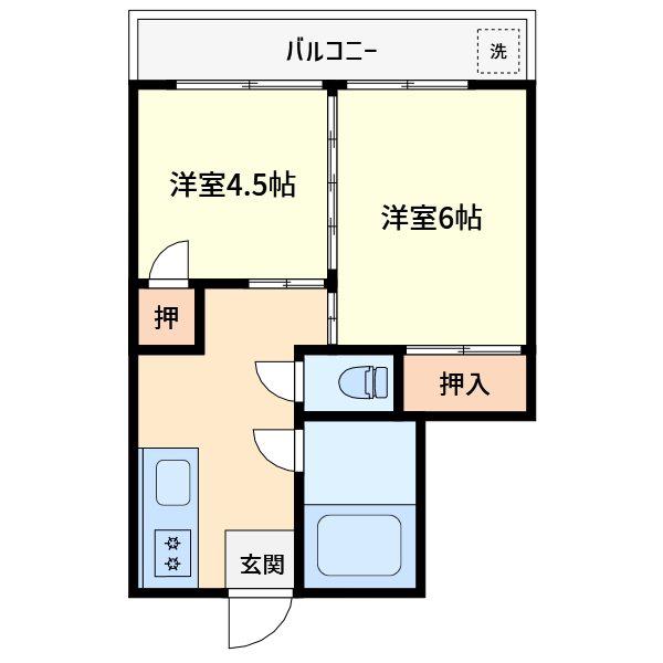 柏木ビル(2K/2階)の間取り写真