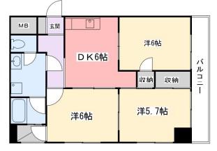 高岡中村コーポI(3DK/6階)の間取り写真