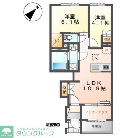 エクステンド・H(2LDK/1階)の間取り写真