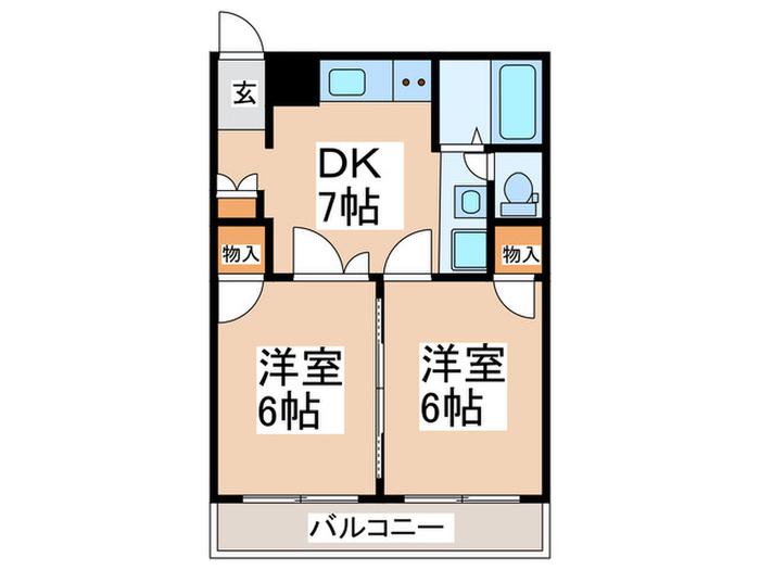 第二港ハイツ(2DK/4階)の間取り写真