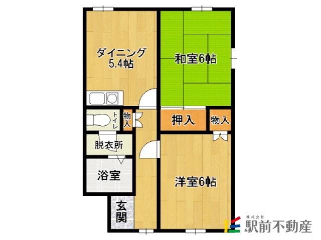 アールズプレイス二日市(2DK/6階)の間取り写真