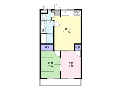 サンハイツアキ(2LDK/2階)の間取り写真