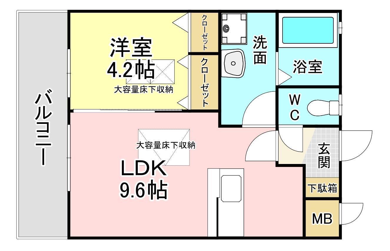 RENACE陣原(1LDK/2階)の間取り写真
