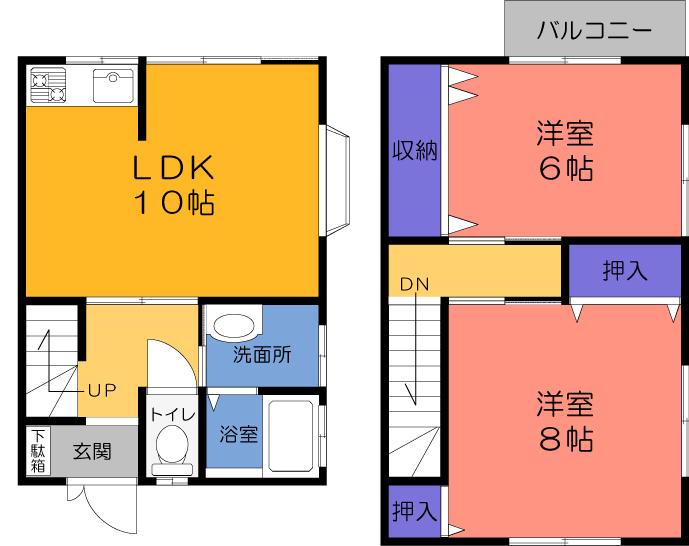 新橋弐番館(2LDK/2階)の間取り写真