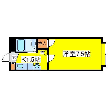 駒矢五番館(1K/3階)の間取り写真