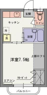メイプルハウスB棟(1K/1階)の間取り写真