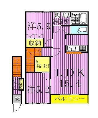 ラミティエ(2LDK/2階)の間取り写真