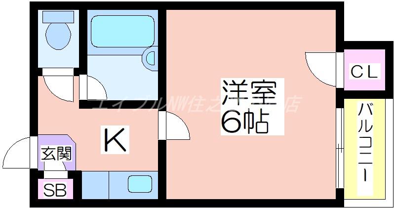 ブルーメイトA・B(1K/5階)の間取り写真