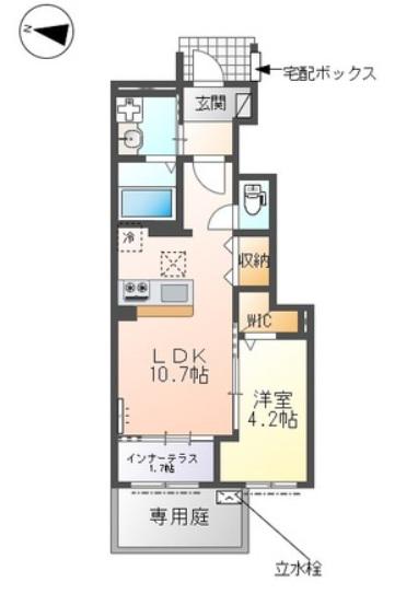 西宮市山口町 アパート(1LDK/1階)の間取り写真