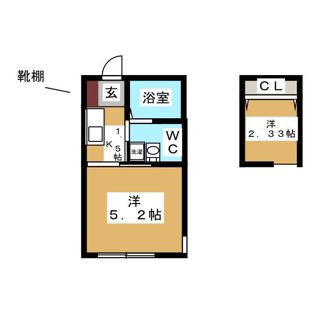 オークタウン(1K/2階)の間取り写真
